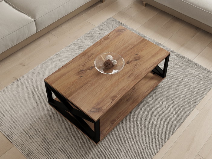 Hanah Home Mesa de centro Refia de 2 niveles en Pino Atlántico Hanah Home Mesa de centro Refia de 2 niveles en Pino Atlántico